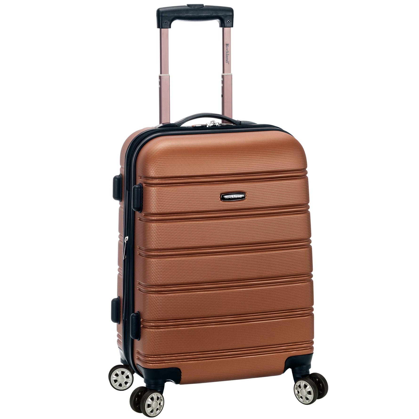 Rockland Melbourne Hardside Expandable Spinner Wheel Luggage, Checked Large 28", Black