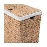 Seville Classics Premium Natural Handwoven Portable Laundry Bin Basket with Carrying Handles, Household Storage for Clothes, Linens, Sheets, Natural Water Hyacinth and Gray Rope, 3 Piece Set
