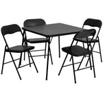 Flash Furniture Madelyn 33.5" Square Folding Multipurpose Card Table with Padded Vinyl Top, Portable Folding Game Table for 4 Players, Black