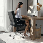 Flash Furniture Whitney Mid-Back Swivel LeatherSoft Desk Chair with Wheels, Padded Seat and Armrests, Adjustable Height Padded Office Chair, Black