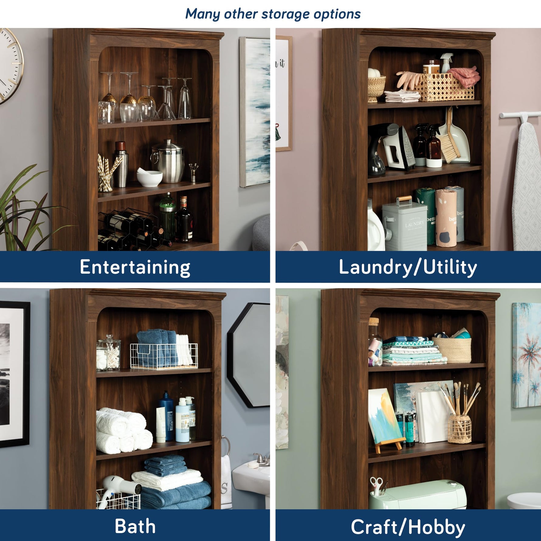 Sauder Select 5-Shelf Bookcase, Chalked Chestnut Finish