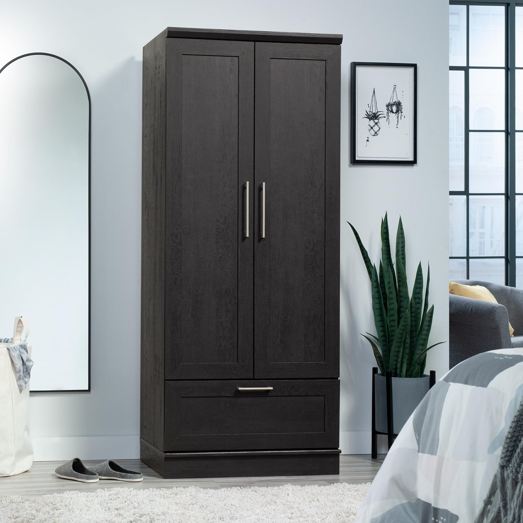 Sauder 411802 HomePlus Wardrobe/Storage Cabinet, L: 28.98" x W: 20.95" x H: 71.18", Sienna Oak finish