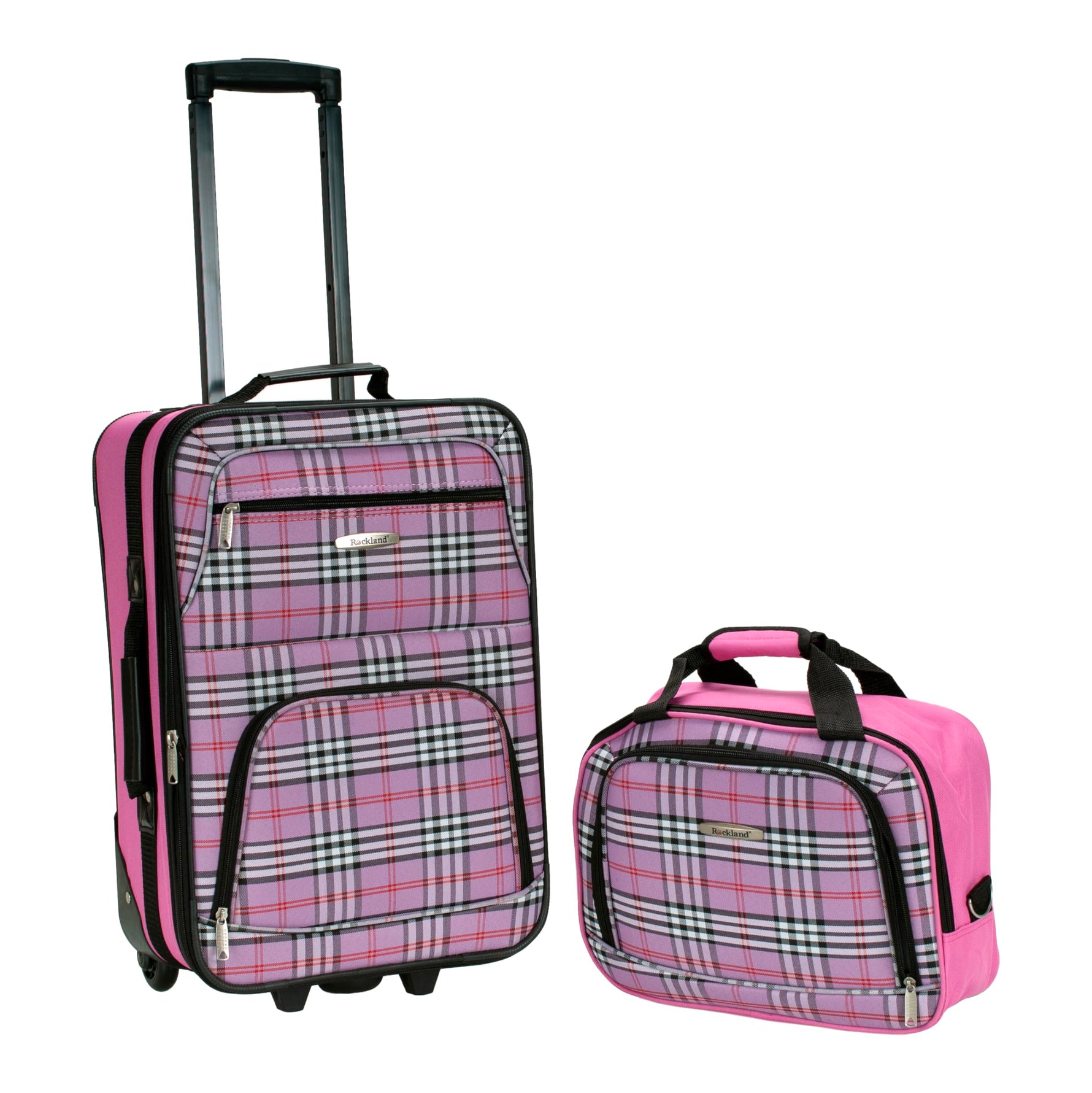 Rockland Fashion Softside 2 Piece Luggage Set, Expandable, (14" Tote/19" Upright), Purple