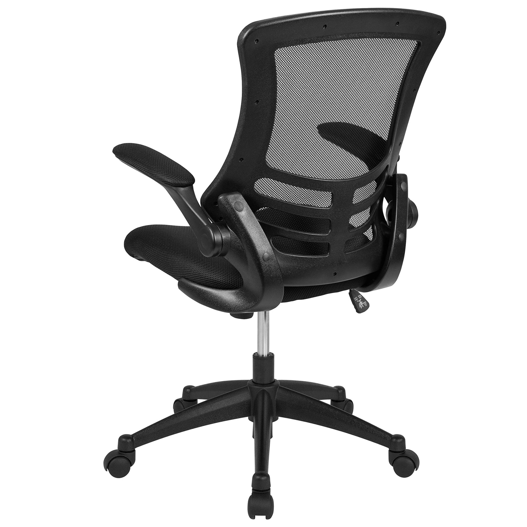 Flash Furniture Kelista Mid-Back Swivel Office Chair with Adjustable Seat Height, Ergonomic Mesh Desk Chair with Flip-Up Armrests, Black