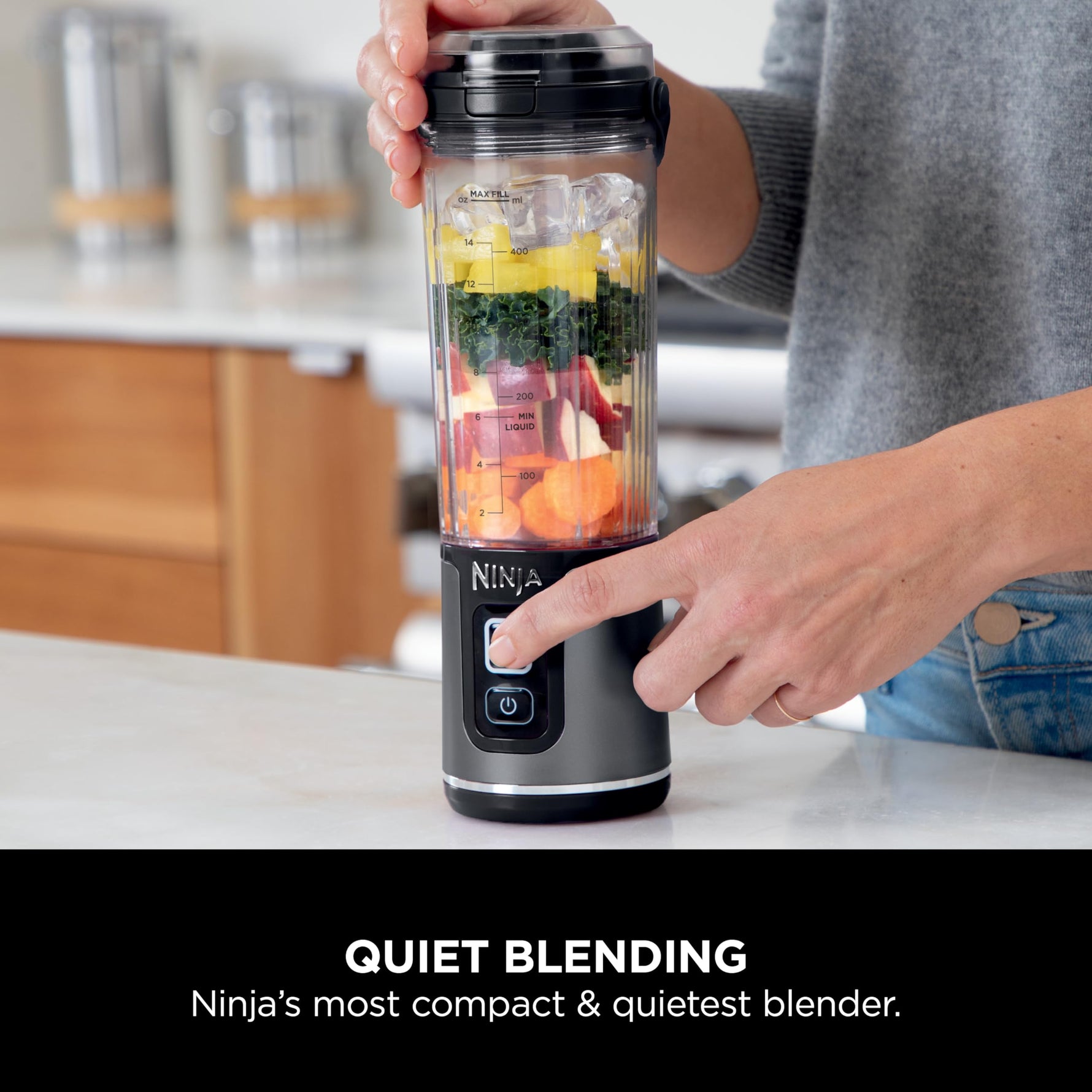 Ninja BC151BK Blast Portable Blender, Cordless, 18oz. Vessel, Personal Blender-for Shakes & Smoothies, BPA Free, Leakproof-Lid & Sip Spout, USB-C Rechargeable, Dishwasher Safe Parts, Black
