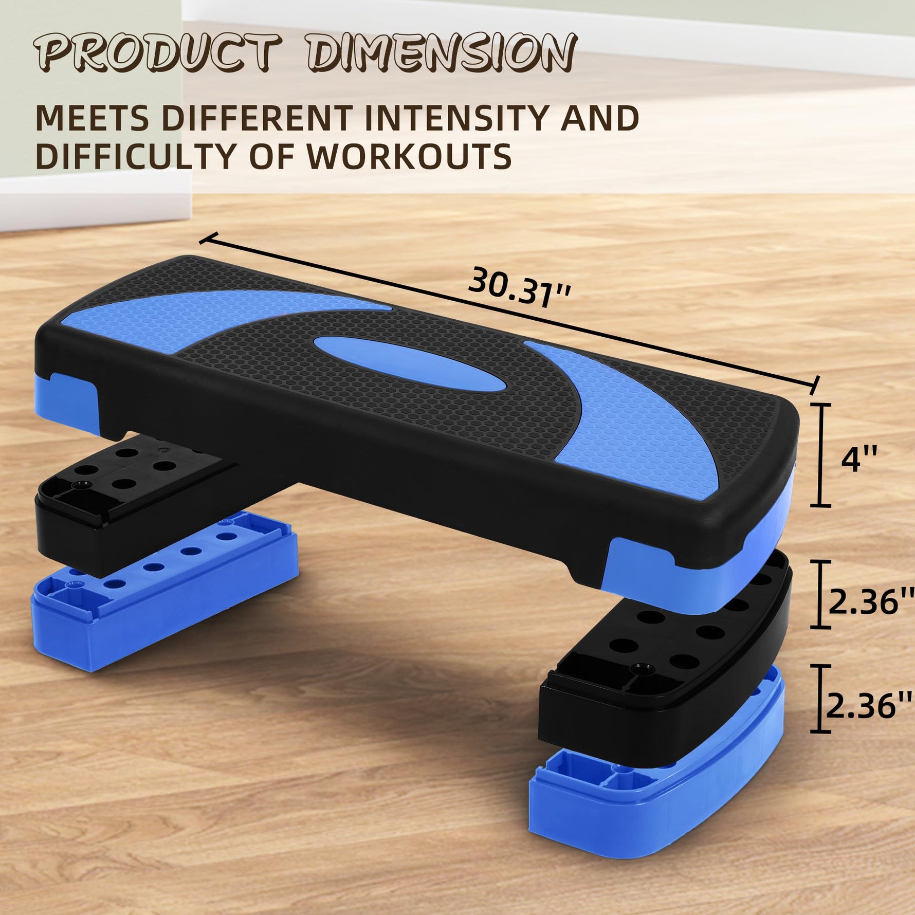 BalanceFrom Aerobic Step Platform Trainer with Adjustable 3-Level Risers, 400 Pound Weight Capacity – Non-Slip Exercise Stepper for Cardio, Strength, and Fitness Workouts at Home or Gym