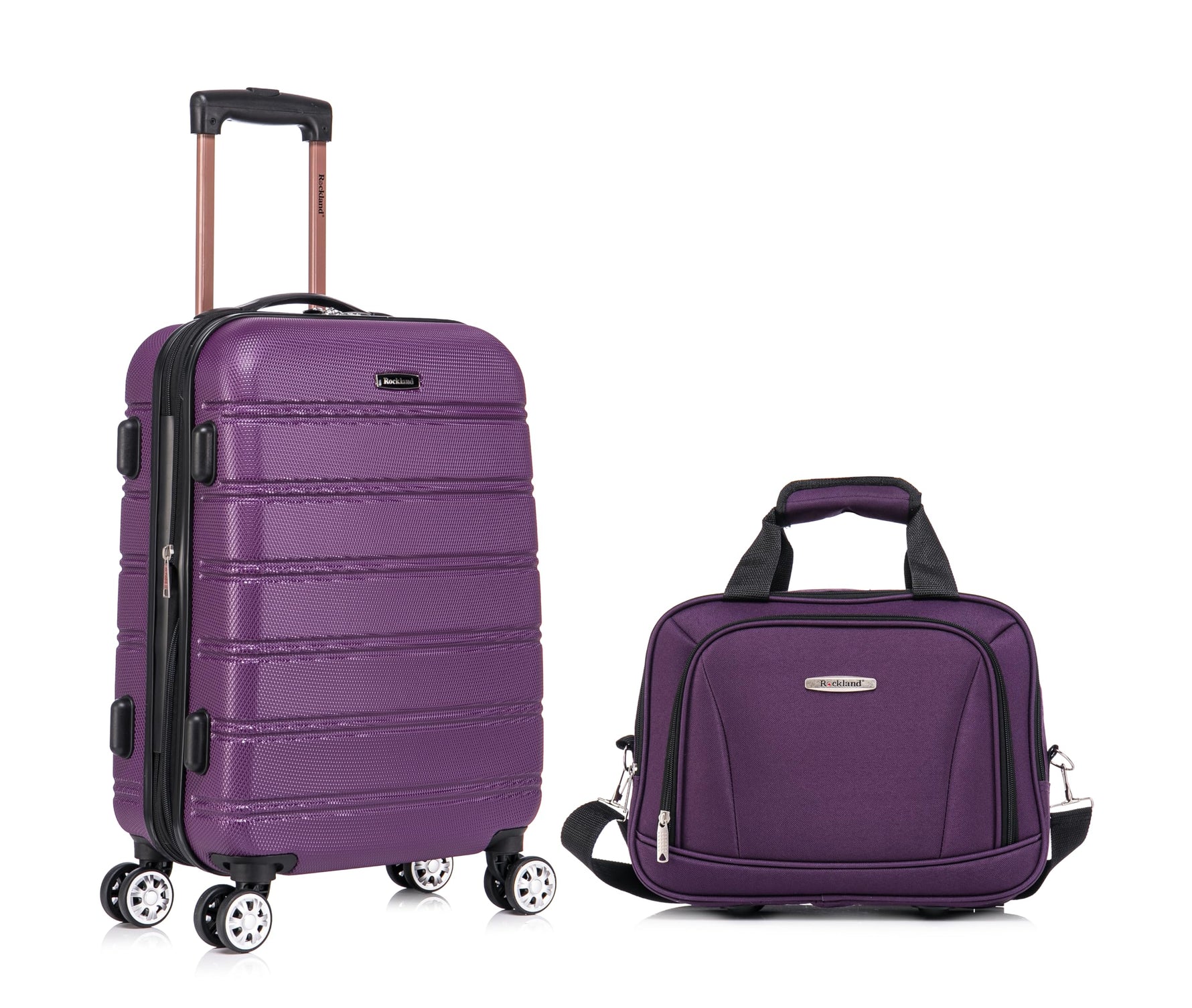 Rockland Melbourne Hardside Expandable Spinner Wheel Luggage, Checked Large 28", Black