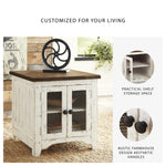 Signature Design by Ashley Wystfield Farmhouse End Table with Storage, Distressed White & Brown Finish