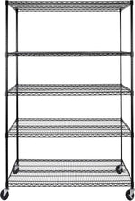 UltraDurable 5-Tier NSF Steel Wire Shelving, 48"W x 24"D x 76"H, Black | Heavy-duty commercial-grade solid steel wire storage rack featuring 800 pounds per shelf weight capacity