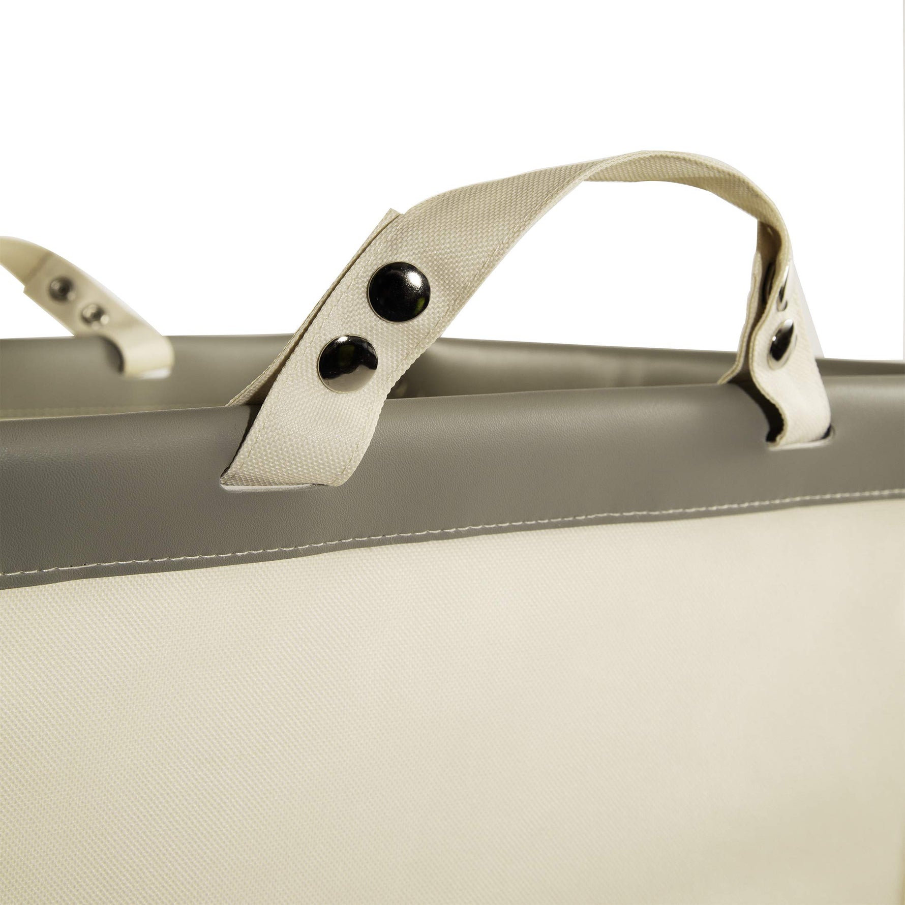 Corner Heavy-Duty Canvas Hamper w/Wheels, 24"W x 17.7"D, Natural White | Space-saving corner design holds 3 to 4 loads of laundry with a durable steel frame, smooth-rolling locking wheels