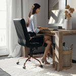 Flash Furniture Whitney Mid-Back Swivel LeatherSoft Desk Chair with Wheels, Padded Seat and Armrests, Adjustable Height Padded Office Chair, Black