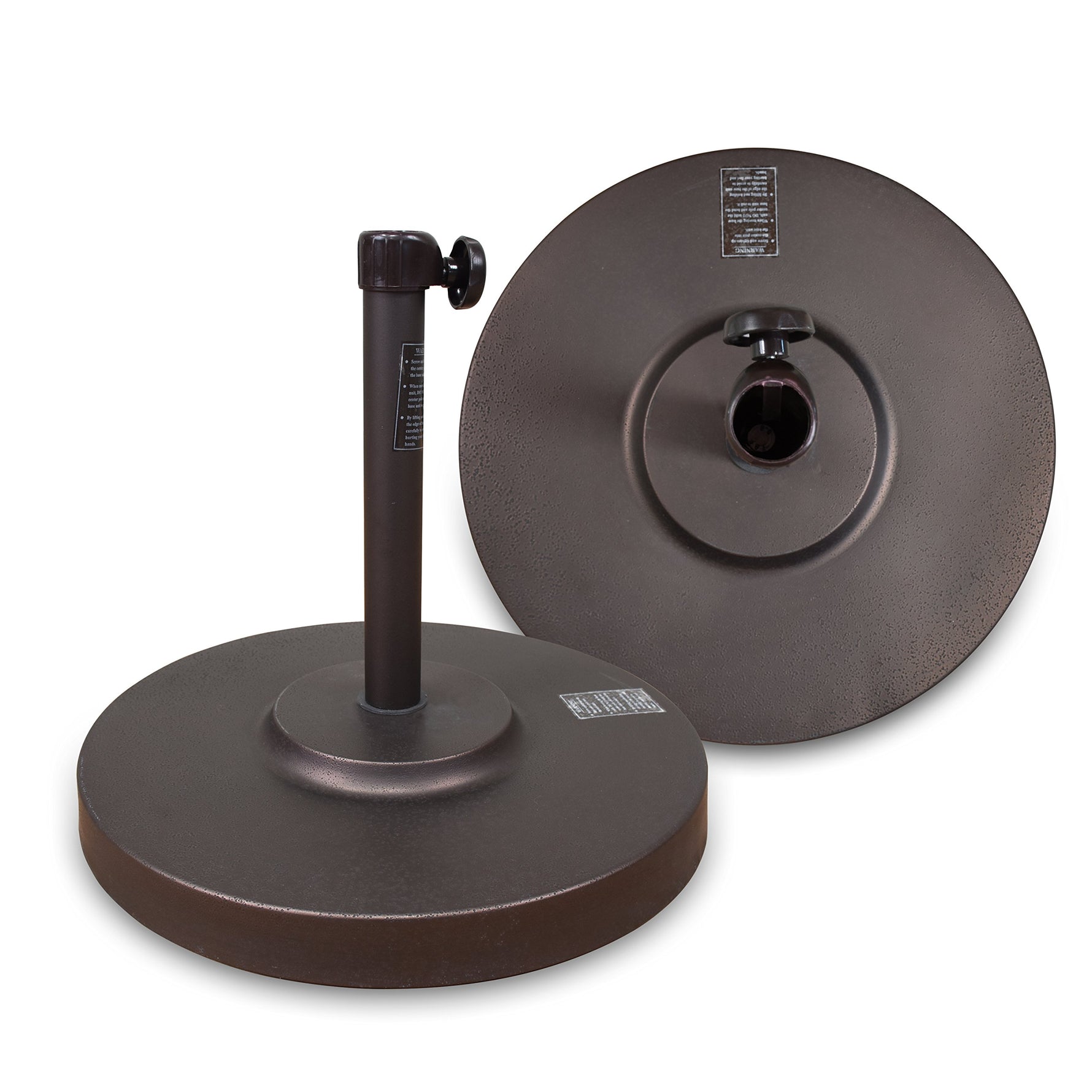 California Umbrella 50 lbs. Round Concrete Weighted Powdercoated Steel Umbrella Base, Black Frame, One Size , CFMT160-Black