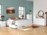 Signature Design by Ashley Onita Modern Nightstand with 2 Smooth-Gliding Drawers, Bedroom Night Stand for Bedside Storage, Hardware-Free, Wood, Solid White Finish
