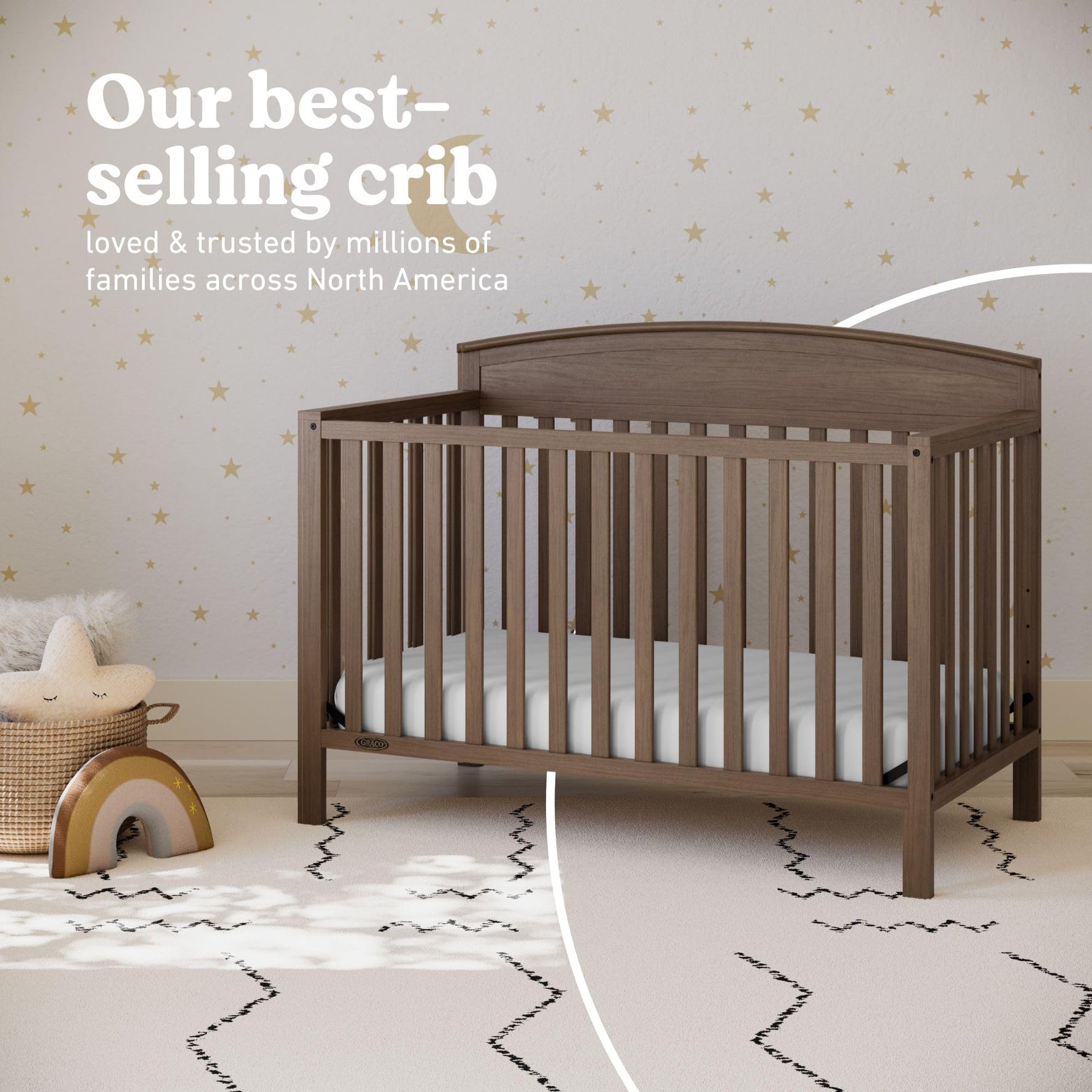 Graco Benton 5-in-1 Convertible Crib – GREENGUARD Gold Certified, Converts from Baby Crib to Toddler Bed, Daybed and Full-Size Bed, Fits Standard Full-Size Crib Mattress (White)