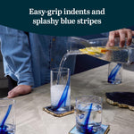 Libbey Blue Ribbon 16 Piece Tumbler and Rocks Glass Set, Infused Blue Ribbon Drinkware Glasses Set, Artisan Inspired Four-Dimple Shaped Rock Glasses, Dishwasher Safe Tumbler Glasses Set