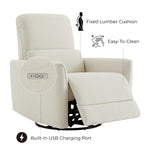CHITA Power Recliner Chair Swivel Glider, FSC Certified Upholstered Living Room Nursery Reclining Sofa Chair with Lumbar Support, Linen