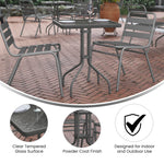 Flash Furniture Barker 23.5" Square Indoor/Outdoor Tempered Glass Patio Side Table, Outdoor Patio Table for Commercial or Residential Use, Clear/Black