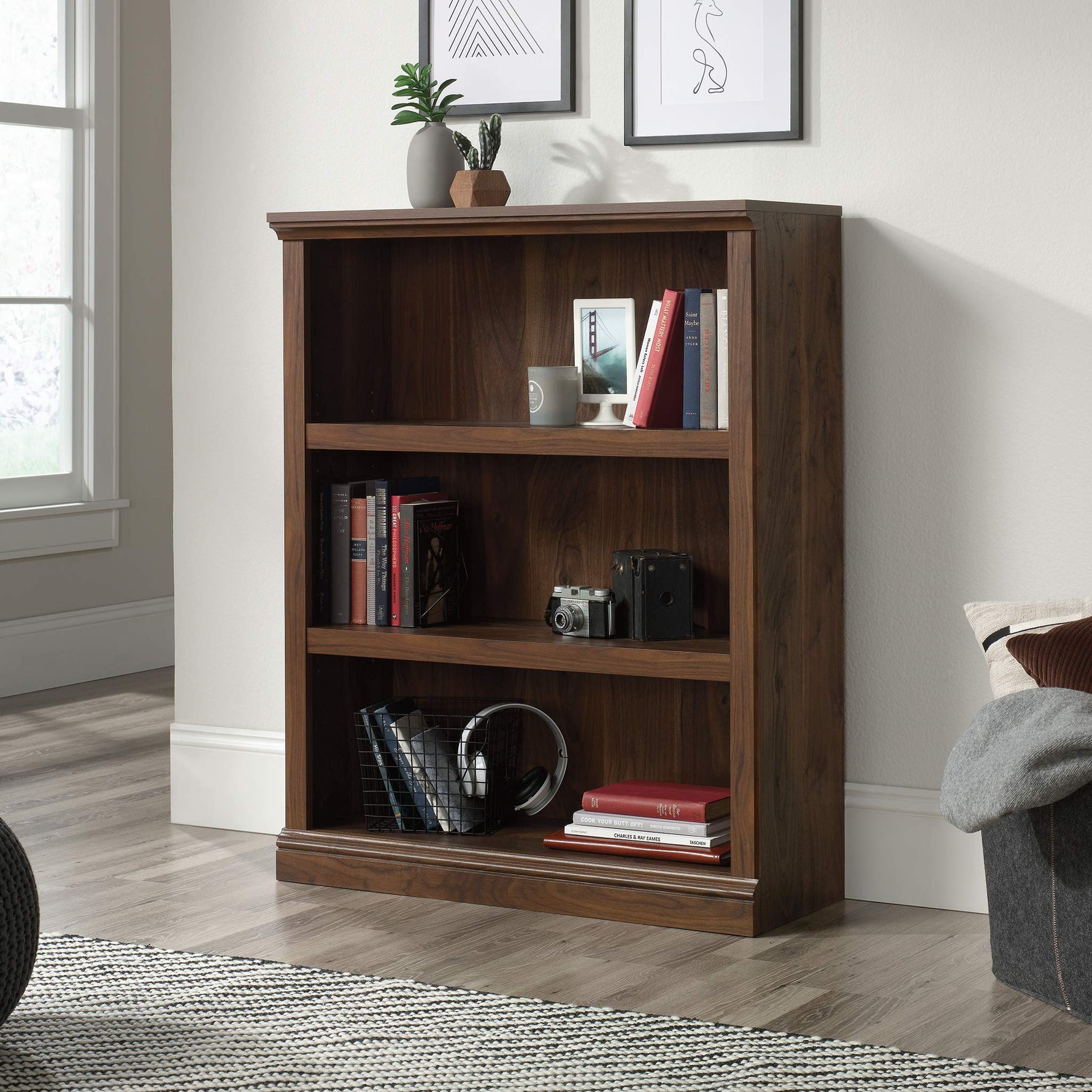 Sauder Miscellaneous Storage 3-Shelf Bookcase/ Book shelf, Oiled Oak finish