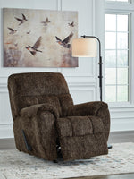 Signature Design by Ashley Skymaker Modern Faux Leather Manual Rocker Recliner with Track Arms, Dark Brown