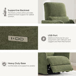 CHITA Power Recliner Chair Swivel Glider, FSC Certified Upholstered Living Room Nursery Reclining Sofa Chair with Lumbar Support, Linen