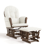 Storkcraft Premium Hoop Glider & Ottoman (Espresso with Beige) — GREENGUARD Gold Certified, Solid Wood Craftsmanship, Convenient Storage Pockets, Glider Rocking Chair for Nursery, Multi-Award-Winning