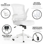 Flash Furniture Kelista Mid-Back Swivel Office Chair with Adjustable Seat Height, Ergonomic Mesh Desk Chair with Flip-Up Armrests, Black