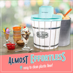 Nostalgia Electric Ice Cream Maker - Old Fashioned Soft Serve Ice Cream Machine Makes Frozen Yogurt or Gelato in Minutes - Fun Kitchen Appliance - Vintage Wooden Style - Dark Wood - 4 Quart
