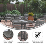Flash Furniture Barker 23.5" Square Indoor/Outdoor Tempered Glass Patio Side Table, Outdoor Patio Table for Commercial or Residential Use, Clear/Black