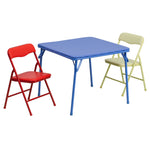 Flash Furniture Mindy Kids 5-Piece set Folding Square Table and Chairs Set for Daycare and Classrooms, Children's Activity Table and Chairs Set, Multicolor