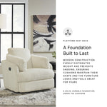 Signature Design by Ashley Tie-Breaker Swivel Glider Recliner, 2 Bolster Pillows, Hidden Storage, Fabric Upholstery, 41.38" W x 40.25" D x 39.75" H, Light Gray
