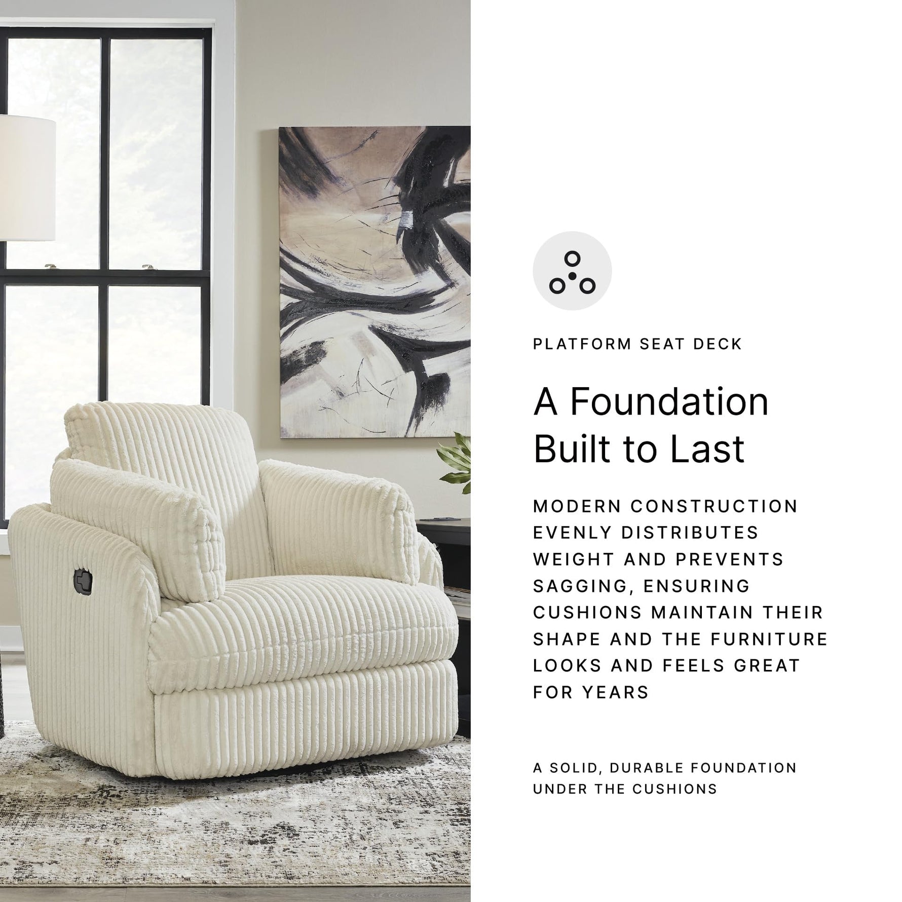 Signature Design by Ashley Tie-Breaker Swivel Glider Recliner, 2 Bolster Pillows, Hidden Storage, Fabric Upholstery, 41.38" W x 40.25" D x 39.75" H, Light Gray