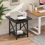 GreenForest End Table 24 inch for Living Room, Large Square Side Tables with X-Frame, Tall Industrial Bedside Nightstand with 2-Tier Storage, Rustic Walnut