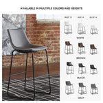 Signature Design by Ashley Centiar 24" Counter Height Modern Bucket Barstool, 2 Count, Black