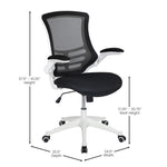 Flash Furniture Kelista Mid-Back Swivel Office Chair with Adjustable Seat Height, Ergonomic Mesh Desk Chair with Flip-Up Armrests, Black