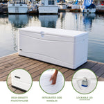 LIFETIME Outdoor Storage Deck Box, 130 Gallon, Arctic White, Lockable, UV-Protected, for Decks and Marine Docks
