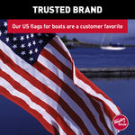 Taylor Made Sewn American Flag for Boats, 16" x 24", Marine-Grade Nylon, Fade Resistant, Brass Grommets, Embroidered Stars and Stripes, Flag only - 2020109195