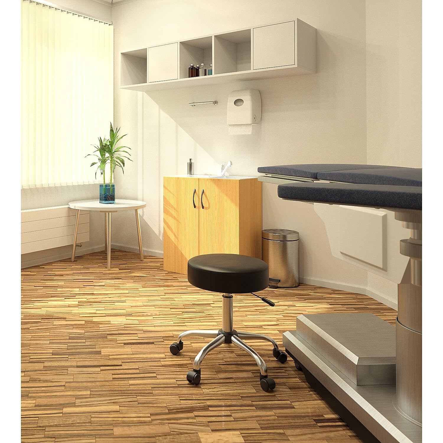 Boss Office Products Antimicrobial Vinyl Medical Spa Stool in Black