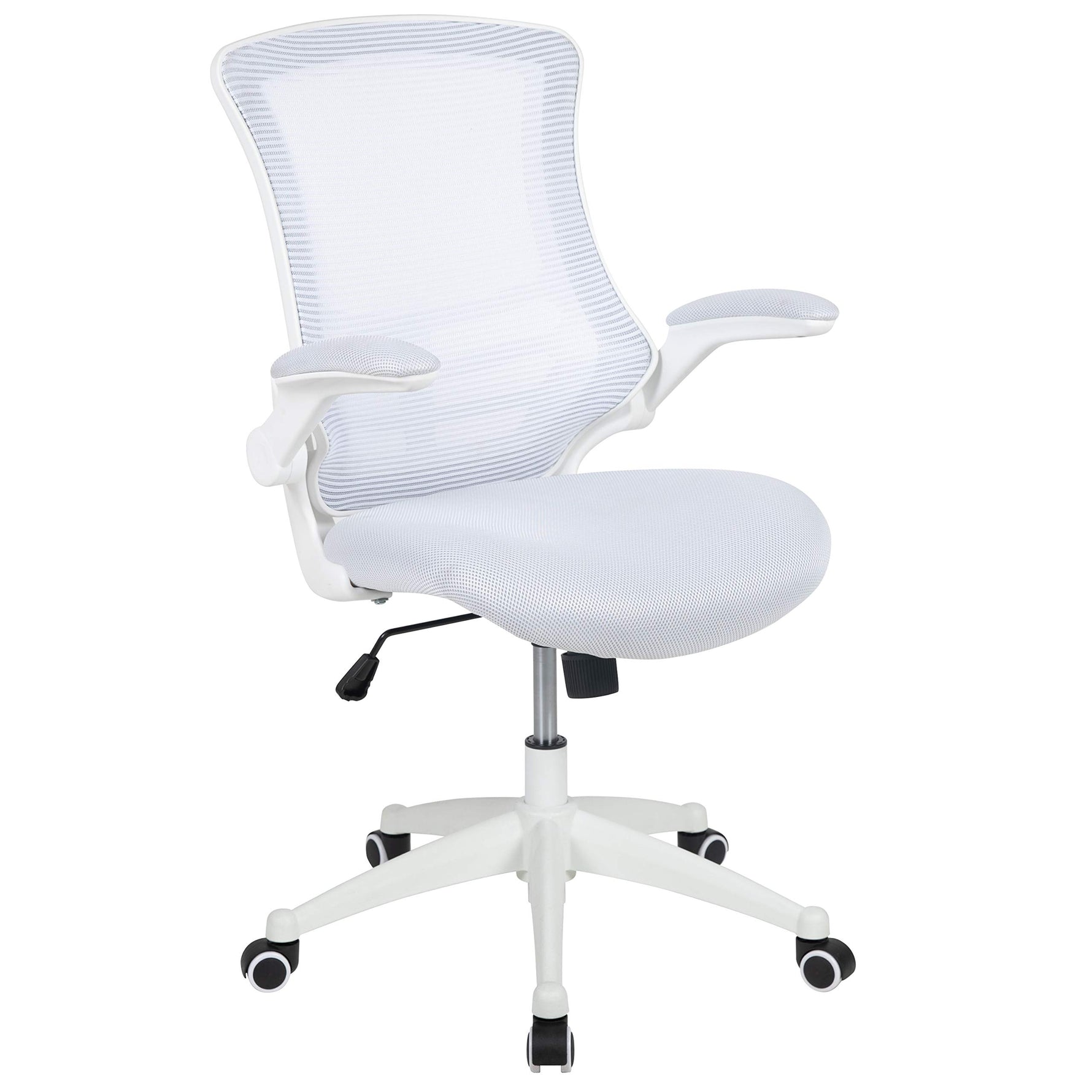 Flash Furniture Kelista Mid-Back Swivel Office Chair with Adjustable Seat Height, Ergonomic Mesh Desk Chair with Flip-Up Armrests, Black