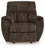 Signature Design by Ashley Skymaker Modern Faux Leather Manual Rocker Recliner with Track Arms, Dark Brown