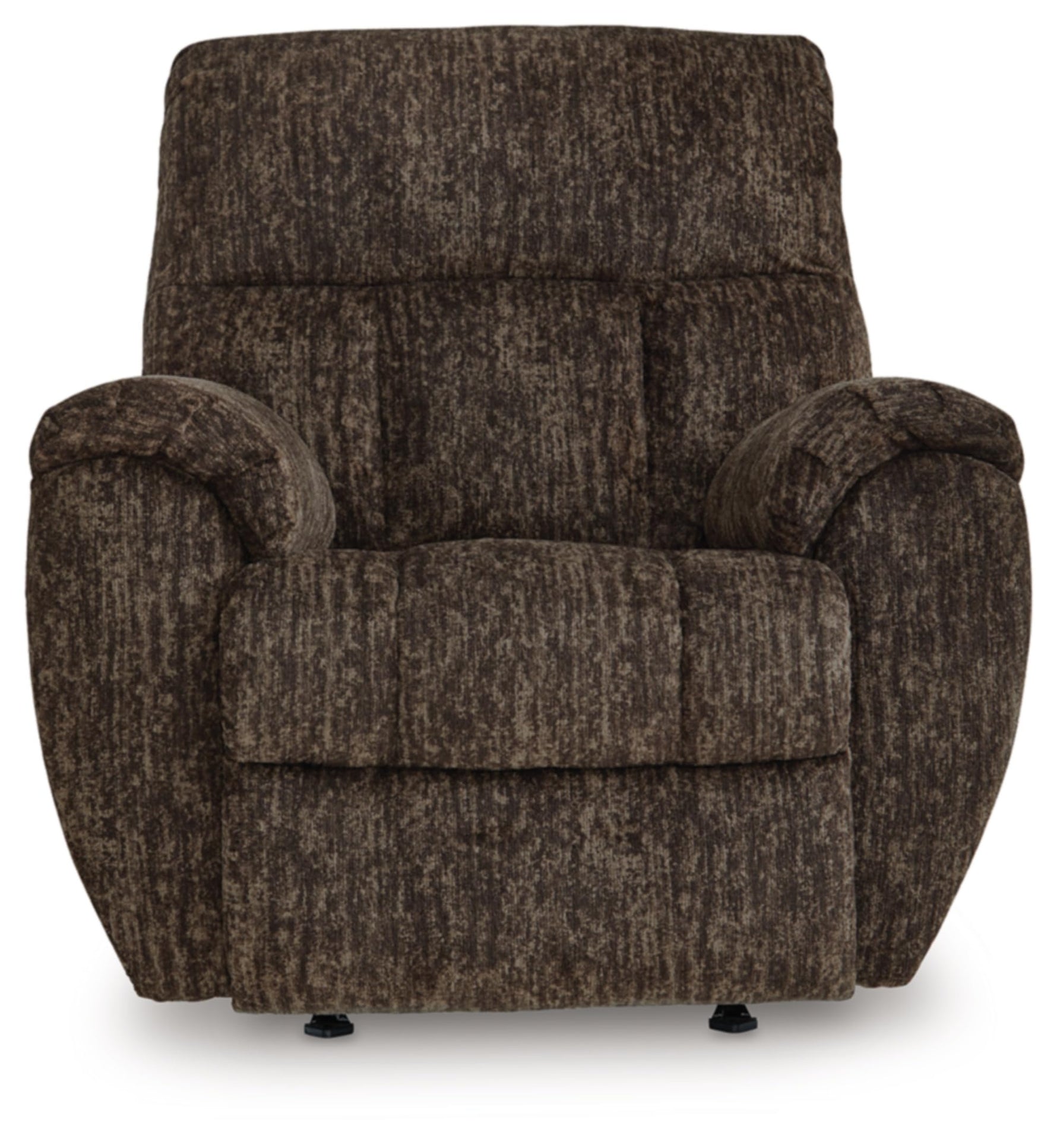 Signature Design by Ashley Skymaker Modern Faux Leather Manual Rocker Recliner with Track Arms, Dark Brown