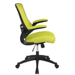 Flash Furniture Kelista Mid-Back Swivel Office Chair with Adjustable Seat Height, Ergonomic Mesh Desk Chair with Flip-Up Armrests, Black