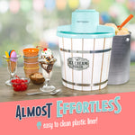 Nostalgia Electric Ice Cream Maker - Old Fashioned Soft Serve Ice Cream Machine Makes Frozen Yogurt or Gelato in Minutes - Fun Kitchen Appliance - Vintage Wooden Style - Dark Wood - 4 Quart