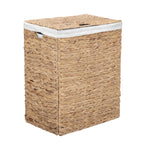 Seville Classics Premium Natural Handwoven Portable Laundry Bin Basket with Carrying Handles, Household Storage for Clothes, Linens, Sheets, Natural Water Hyacinth and Gray Rope, 3 Piece Set