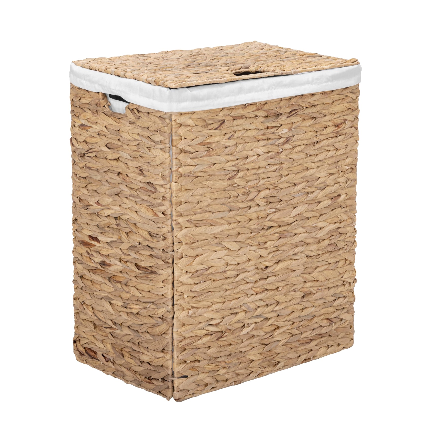 Seville Classics Premium Natural Handwoven Portable Laundry Bin Basket with Carrying Handles, Household Storage for Clothes, Linens, Sheets, Natural Water Hyacinth and Gray Rope, 3 Piece Set