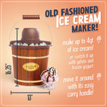 Nostalgia Electric Ice Cream Maker - Old Fashioned Soft Serve Ice Cream Machine Makes Frozen Yogurt or Gelato in Minutes - Fun Kitchen Appliance - Vintage Wooden Style - Dark Wood - 4 Quart