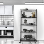 UltraDurable 5-Tier NSF Steel Wire Shelving, 48"W x 24"D x 76"H, Black | Heavy-duty commercial-grade solid steel wire storage rack featuring 800 pounds per shelf weight capacity