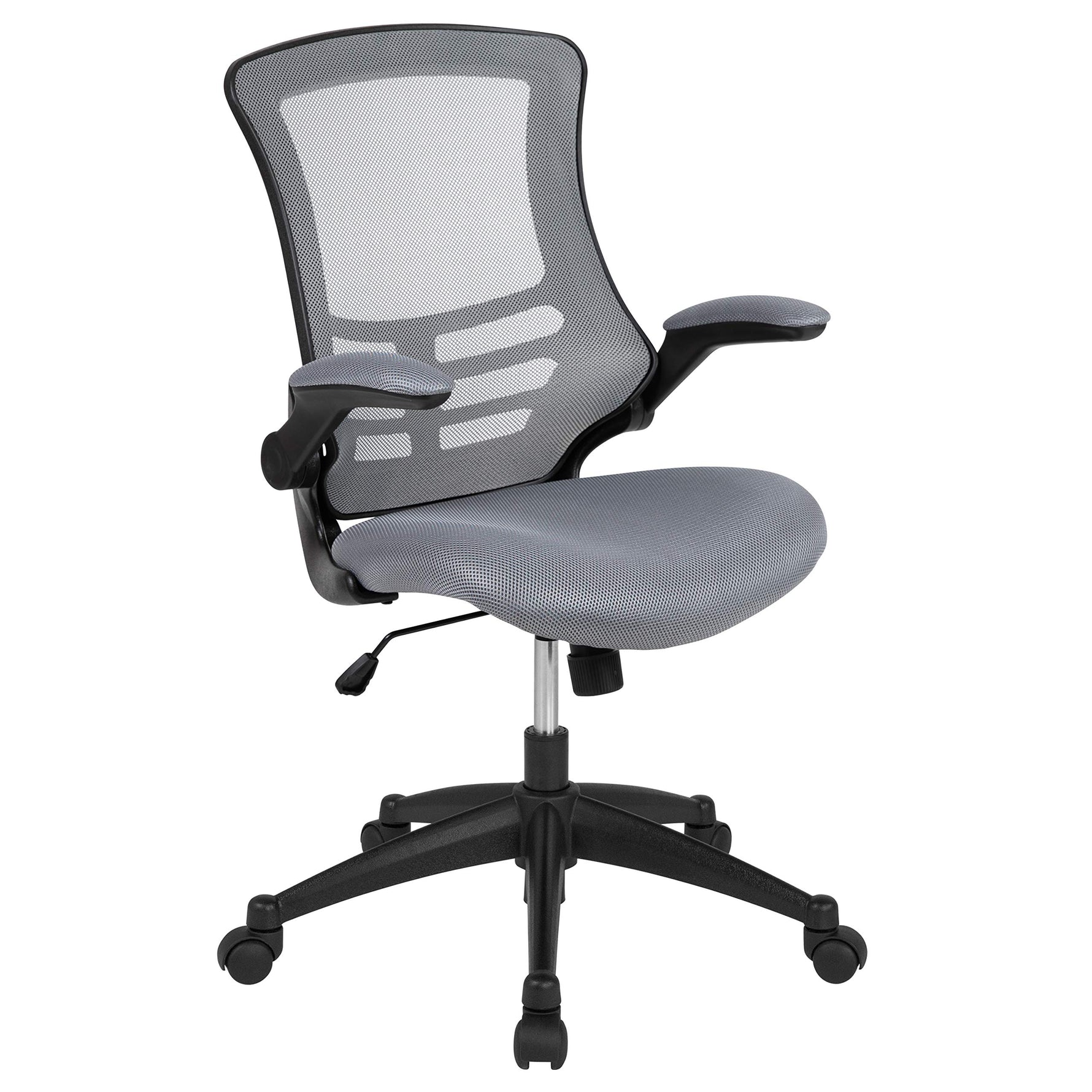 Flash Furniture Kelista Mid-Back Swivel Office Chair with Adjustable Seat Height, Ergonomic Mesh Desk Chair with Flip-Up Armrests, Black