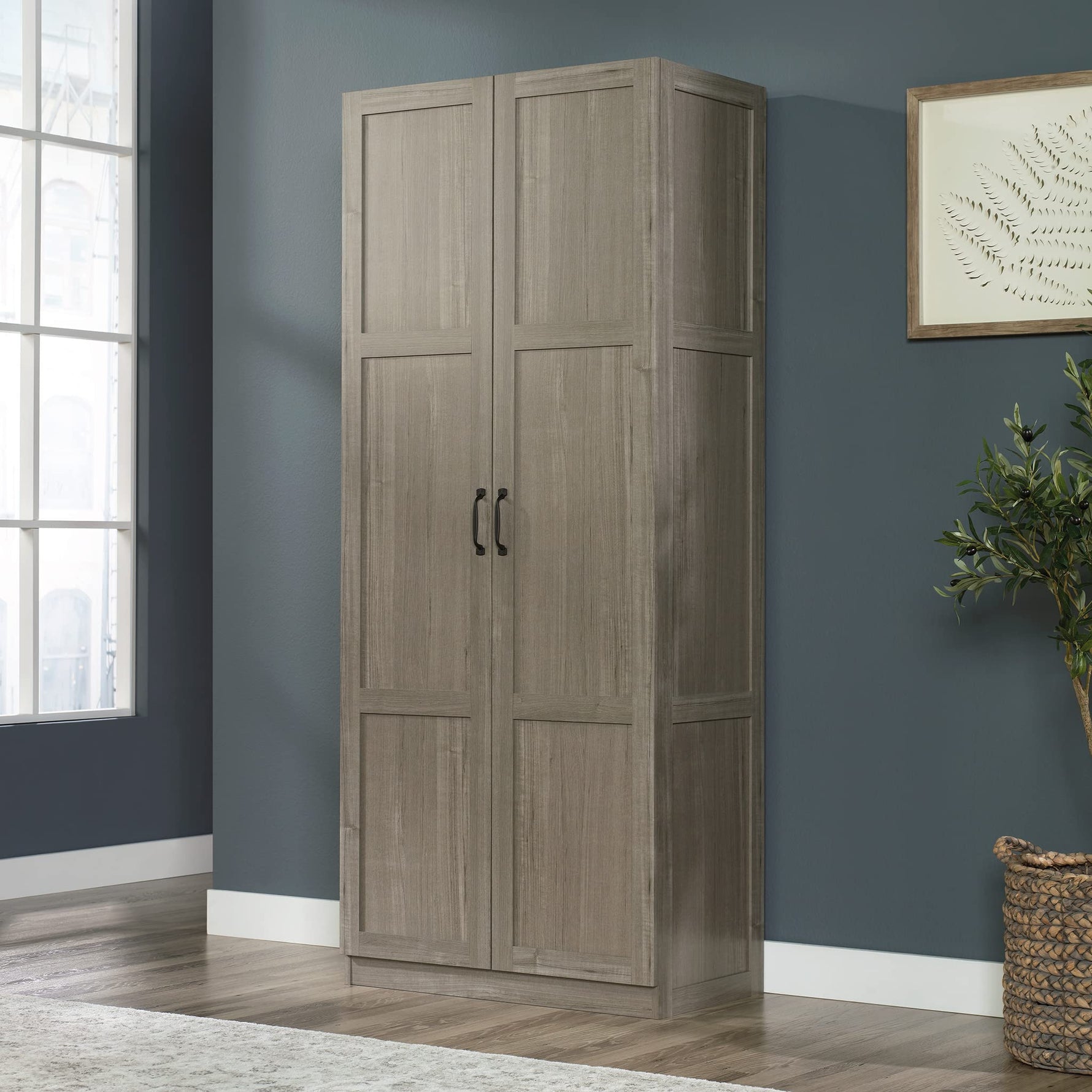 Sauder Select Storage Cabinet, Pantry Cabinet Kitchen Storage with Adjustable Shelves, Utility Room Storage Cabinet, in Reclaimed Pine