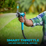 Aqua Joe AJHN102 Heavy-Duty Metal Multi-Function Hose Nozzle with Smart Throttle and 7 Sprayer Patterns
