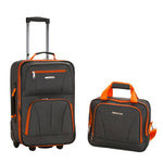 Rockland Fashion Softside 2 Piece Luggage Set, Expandable, (14" Tote/19" Upright), Purple